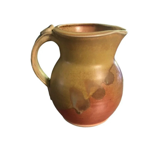 POTTERY Signed Stamped Small Creamer Pitcher 5.25" Glazed Inside & Out Stoneware - Picture 5 of 8